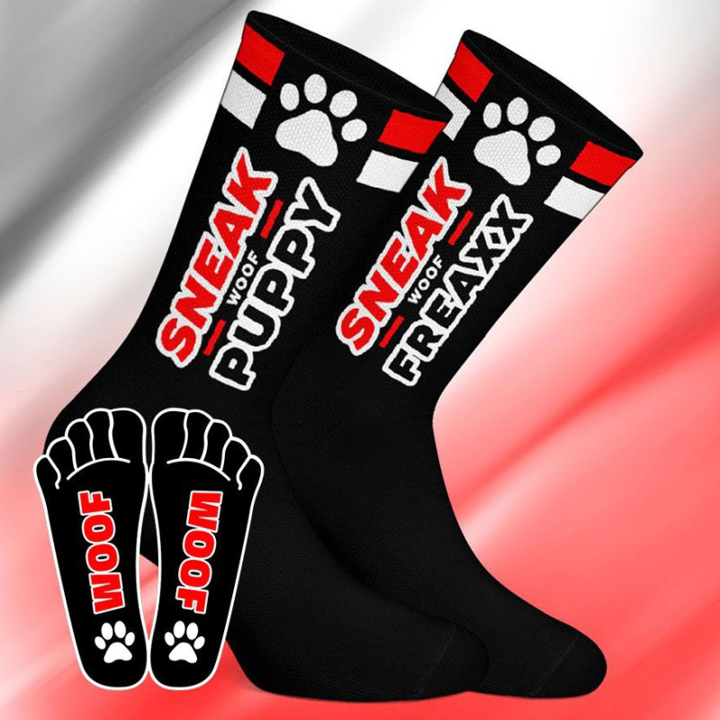 SneakFreaxx Chaussettes SNEAK PUPPY Noir-Rouge